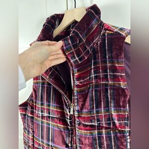 LOFT Velvet Plaid Puffer Vest | Cozy Fall Winter Layer